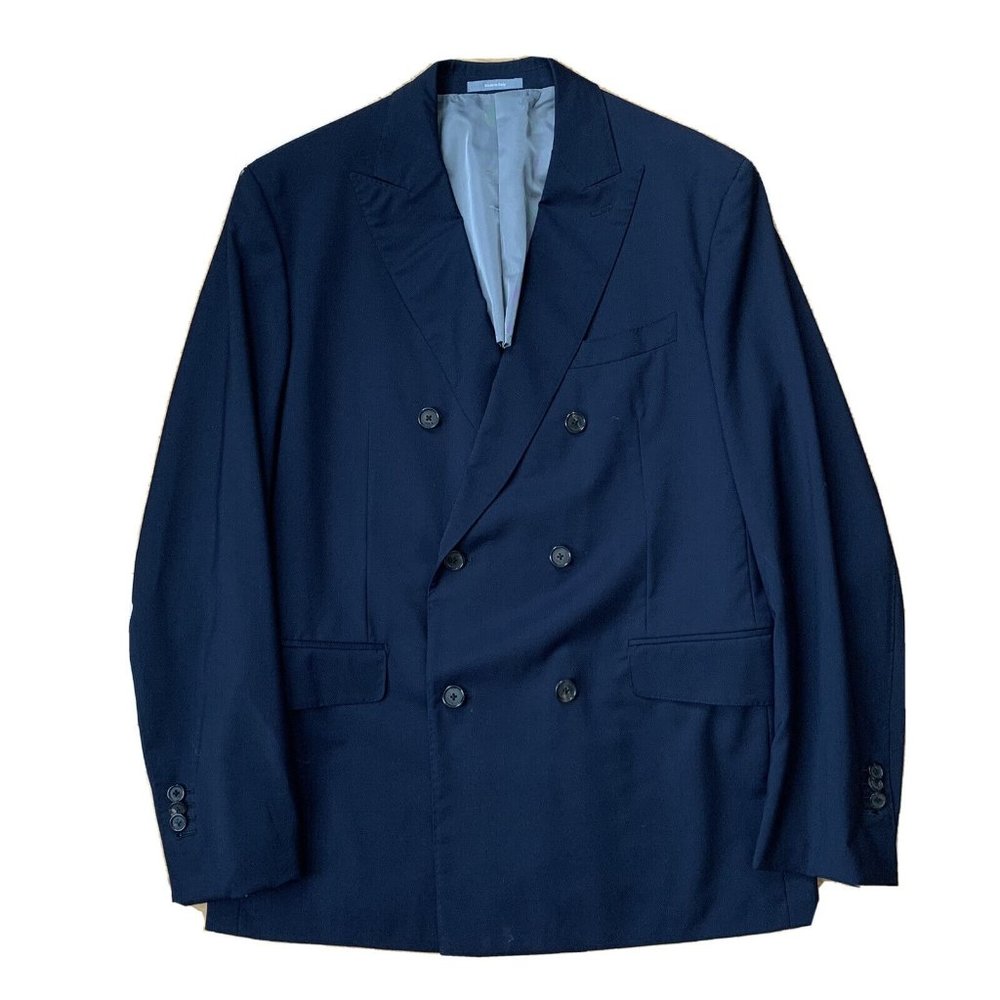 PORTS 1961 Size US 41L / IT 54 Tailored Slim Navy Blue DB SUIT 38 Flat Front